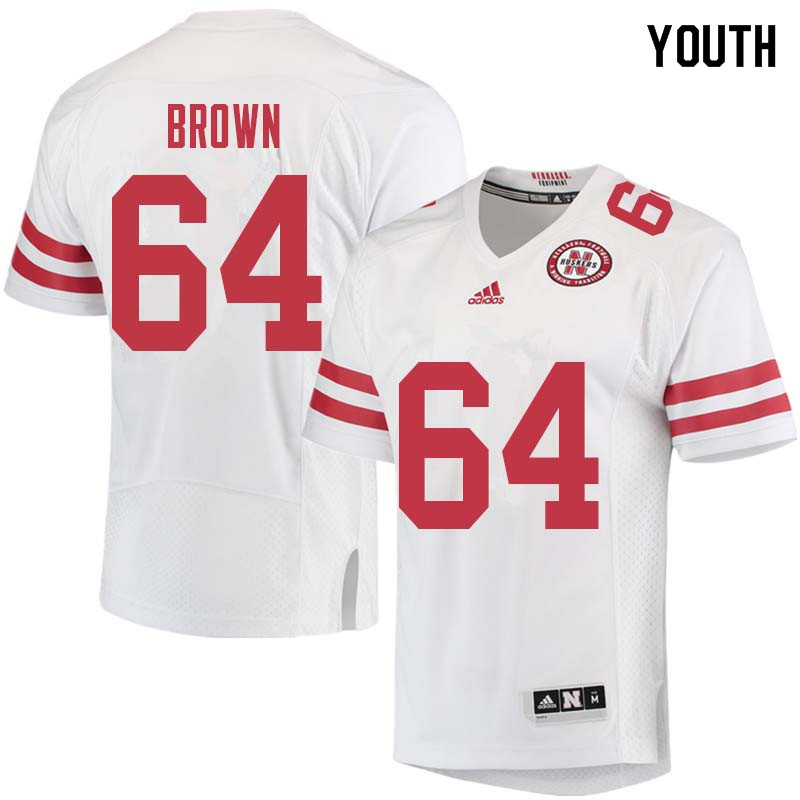 Youth #64 Bob Brown Nebraska Cornhuskers College Football Jerseys Sale-White - Click Image to Close